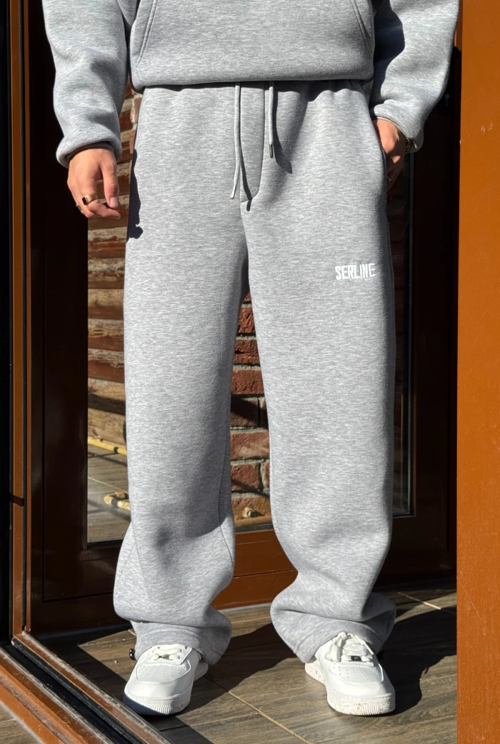 Kışlık-Serline Premium Ayarlanabilir Paça Baggy Eşofman  - Gri