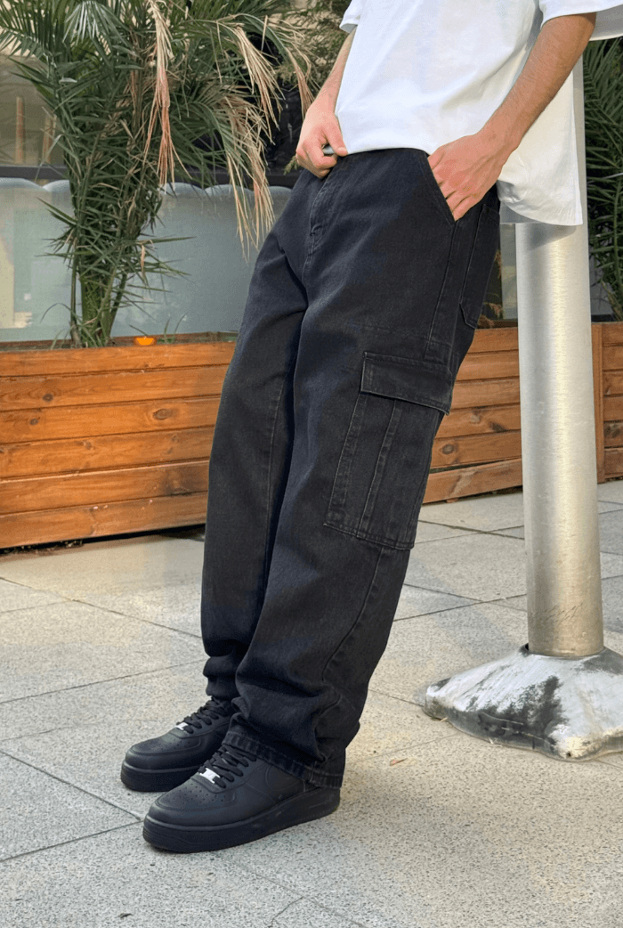 Baggy Kargo Pantolon - Black