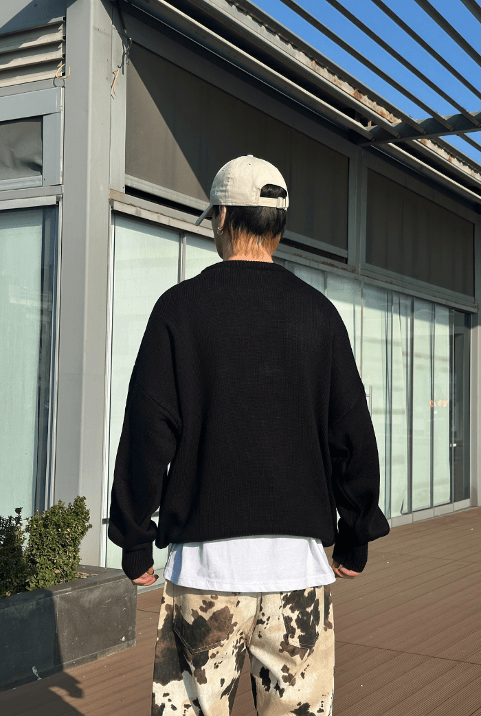Spider Baskılı Oversize Premium Kazak