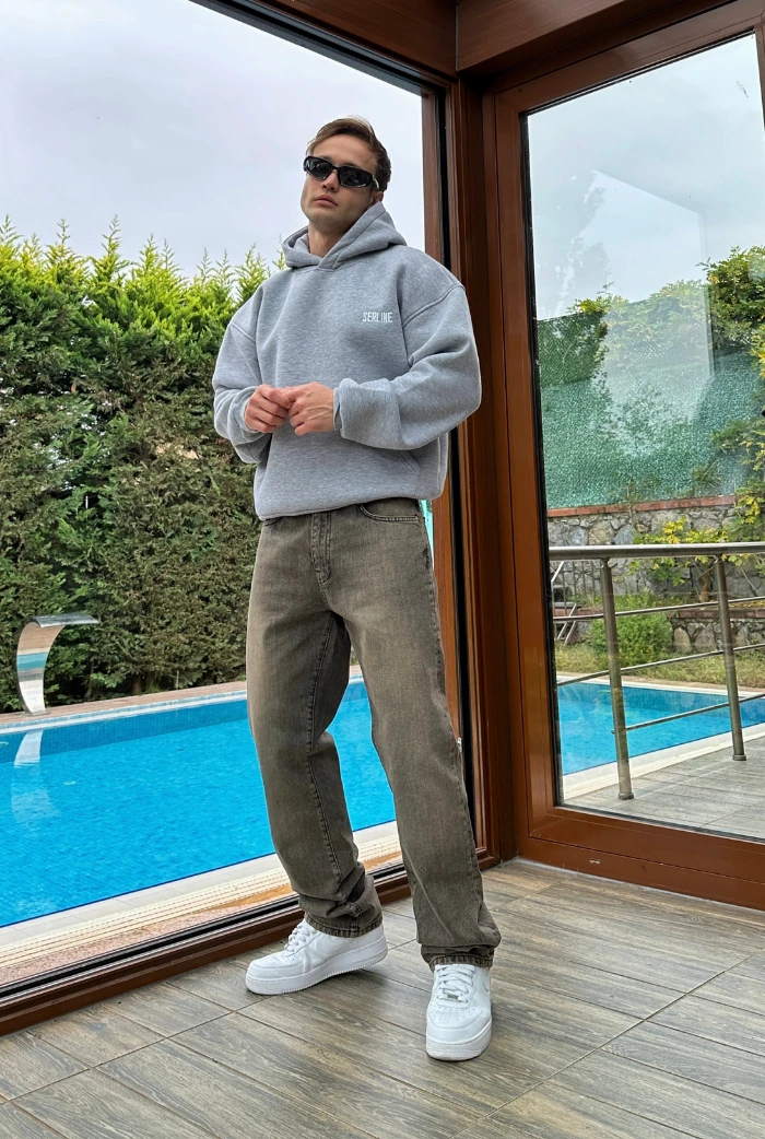 Asit Yıkama Kahve Baggy Pantolon