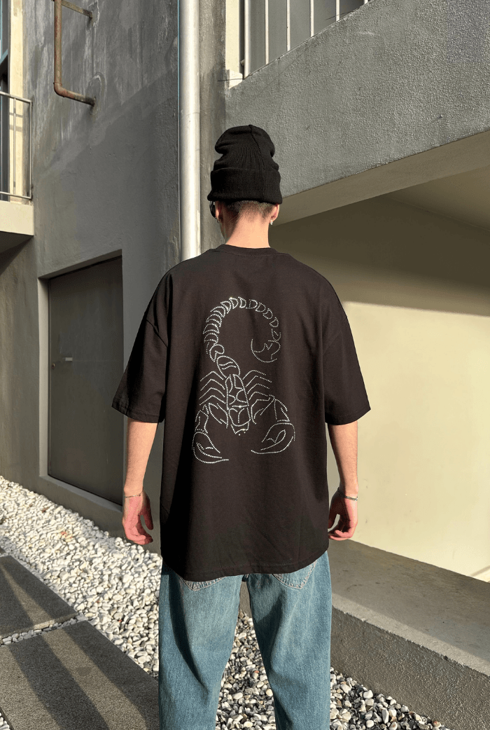 Poison Taş Baskılı Oversize T-shirt