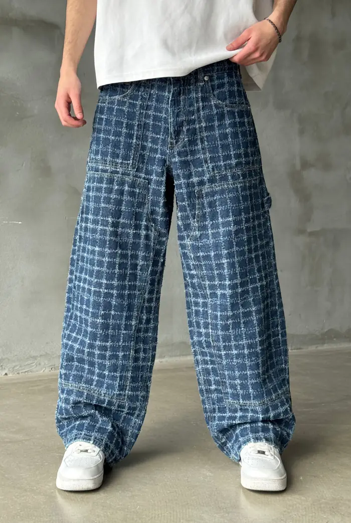 Kare Desen Patch Detay Super Baggy Pantlon