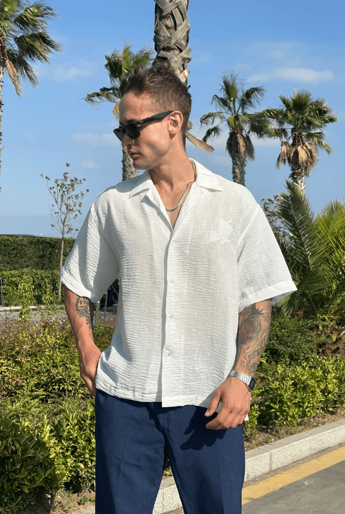 Paradise Nakışlı Premium Oversize Gömlek