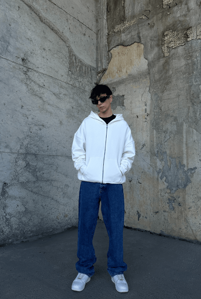 Basic Oversize Zip Hoodie