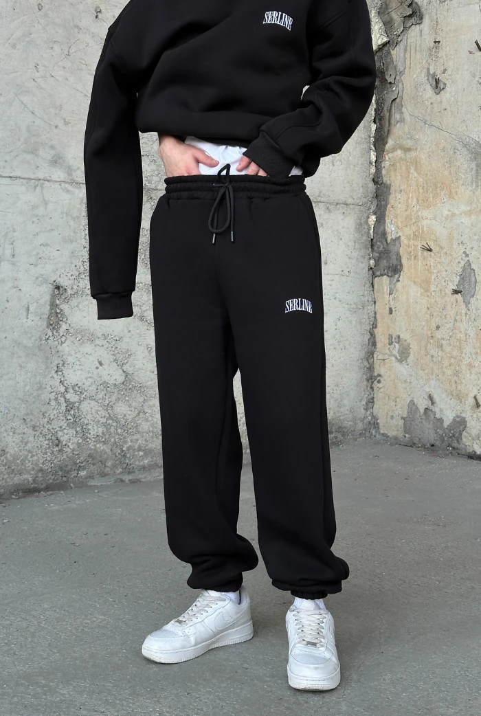 Kışlık-Serline Premium Paça Lastikli Eşofman - Siyah