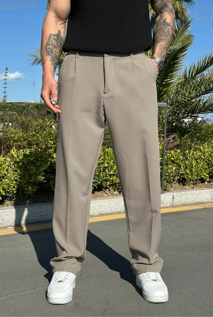 Basic Kumaş Pantolon - Bej