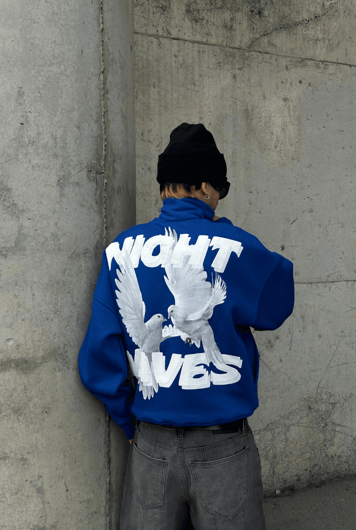 Night Waves Yarım Fermuarlı Oversize Sweatshirt