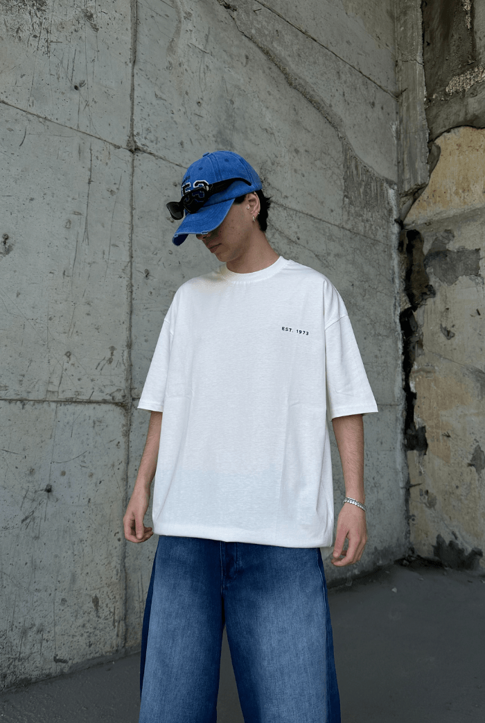 NoMade Baskılı Beyaz Oversize T-shirt