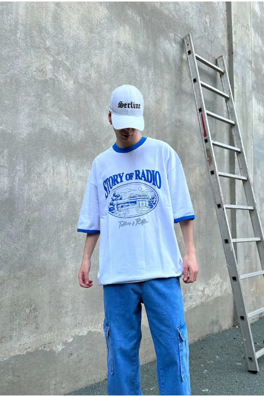 Story Radio Printed Beyaz Oversize T-shirt