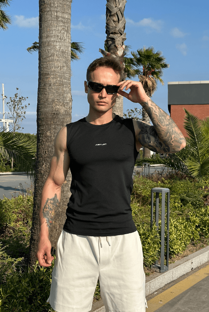 Just Lift Baskılı Sporcu Kolsuz Tişört