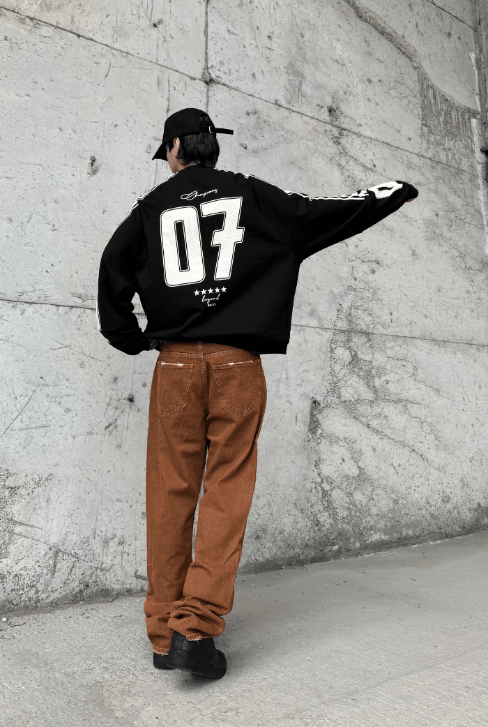 07 Kollar Şerit Detaylı Oversize Sweatshirt