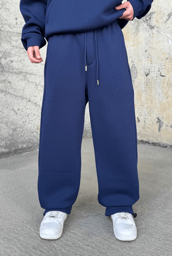 Kışlık-Basic Premium Ayarlanabilir Paça Baggy Eşofman - Mavi