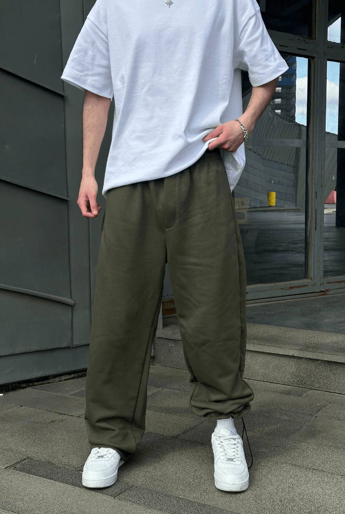 Basic Premium Ayarlanabilir Paça Baggy Eşofman - Haki