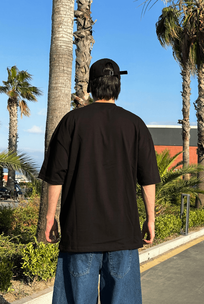Reverse Taş Baskılı Oversize Premium Tişört