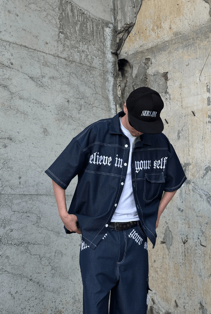Believe In Yourself Nakışlı Premium Oversize Vintage Gömlek