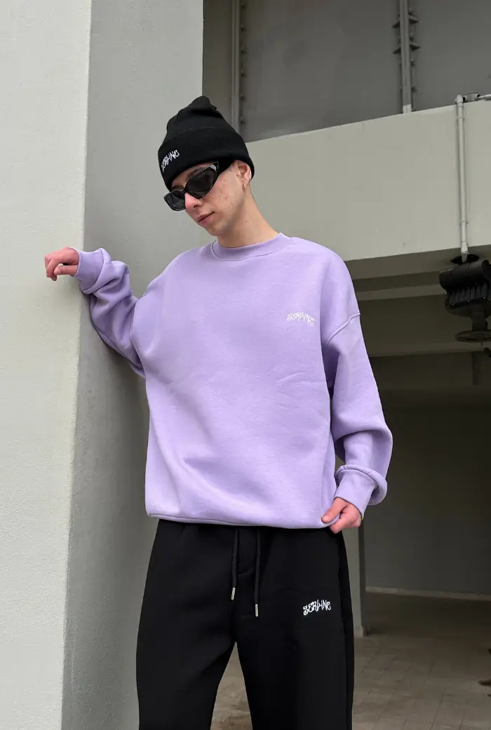 Serline Nakış Baskılı Oversize Sweatshirt