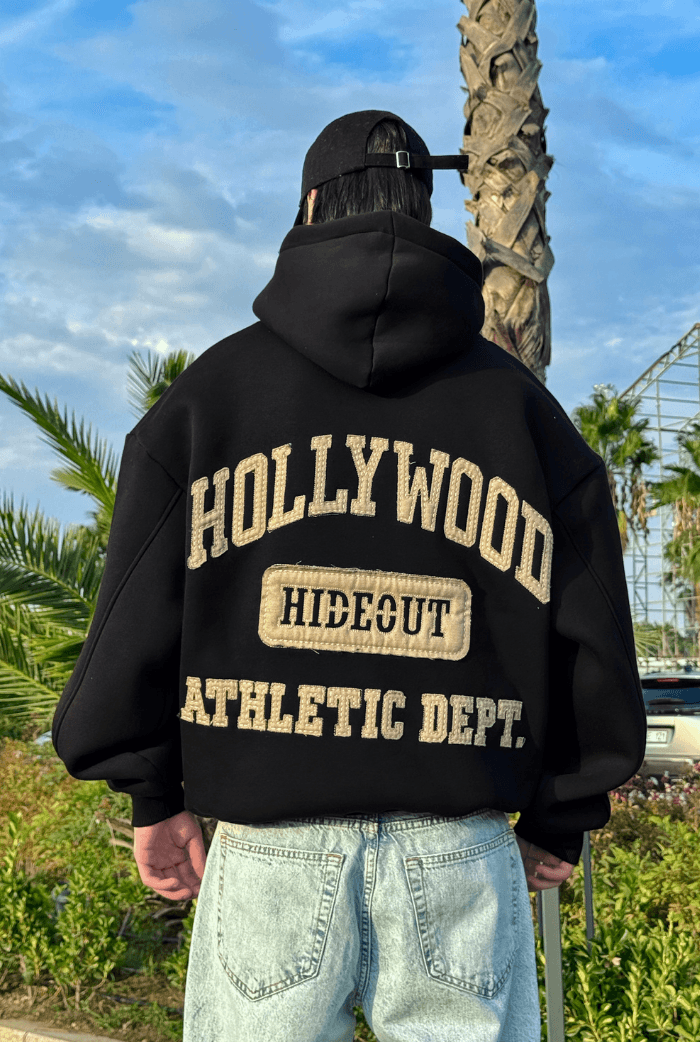 Premium Hollywood Nakış Oversize Hoodie