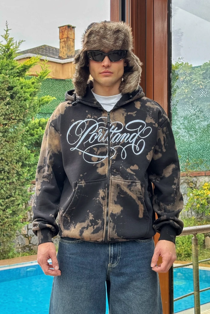 Premium Batik Baskılı Oversize Zip