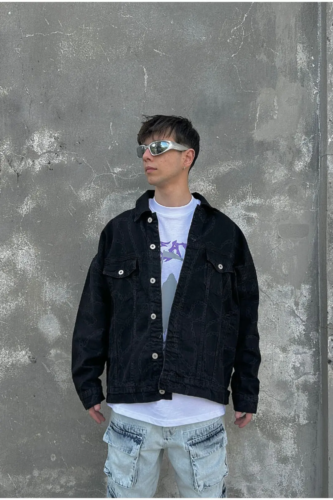 Chain Printed Oversize Ceket