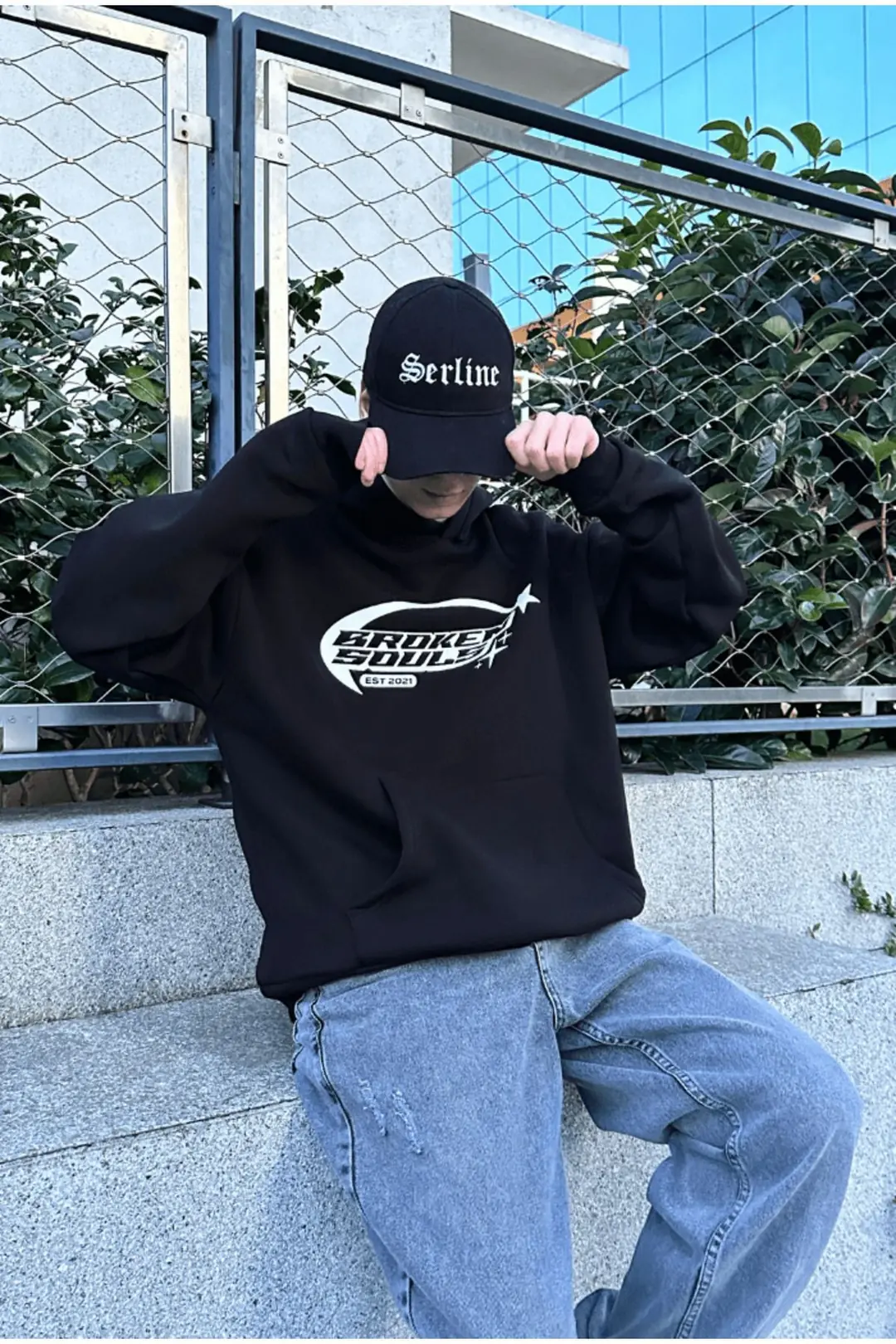 Broken Souls Printed Oversize Hoodie
