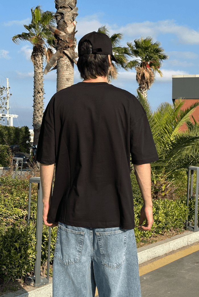 Retro Nakışlı Oversize Premium Tişört