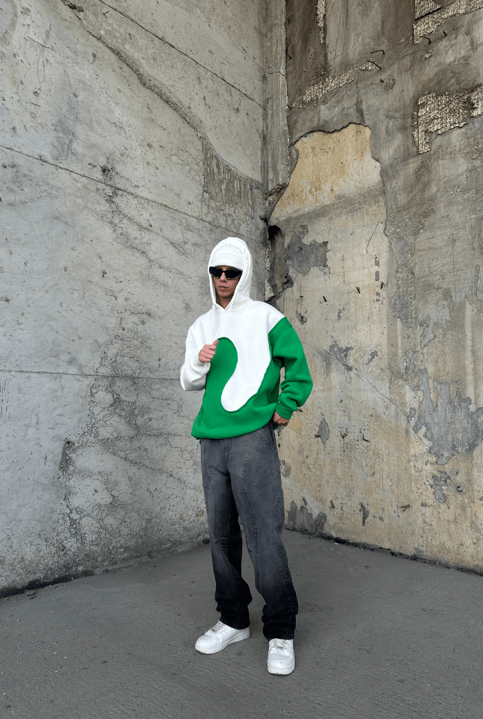 Parçalı Oversize Hoodie