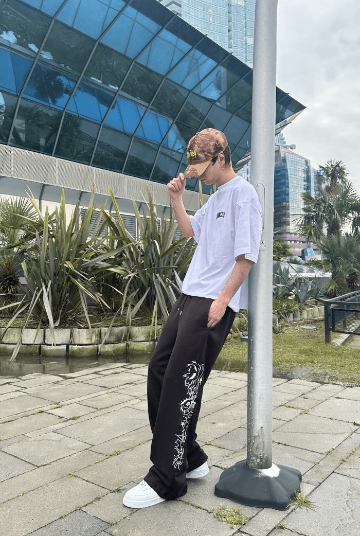 Yanı Etnik Nakışlı Stoper Paça Eşofman Altı