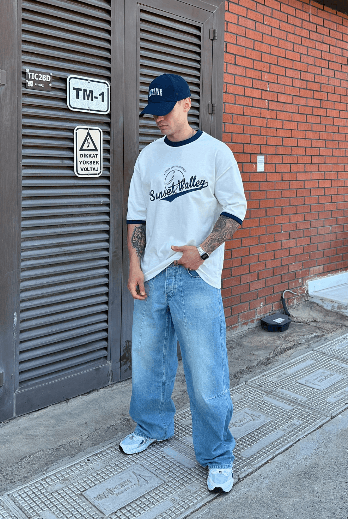 Sunset Valley Baskılı Premium Oversize Tişört