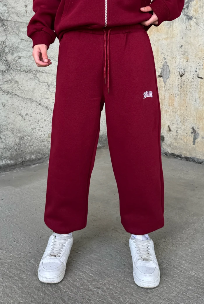 Kışlık-Serline Premium Paça Lastikli Eşofman - Bordo