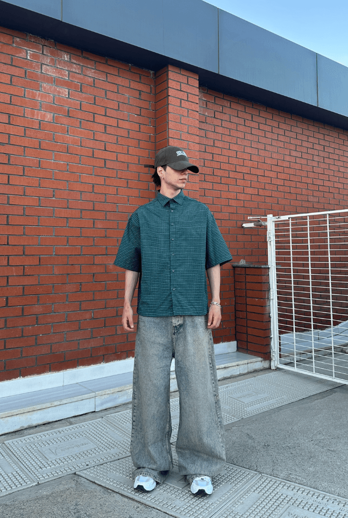 Ekose  Desenli Boxy Fit Premium Oversize Gömlek