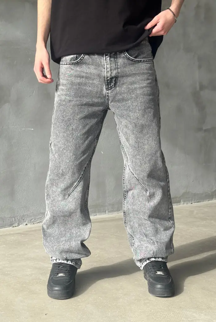 Orta Ve Paça Dikiş Detaylı Baggy Pantolon