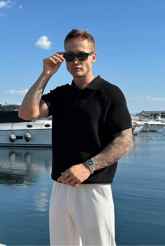 Basic Polo Yaka Triko Kumaş Tişört