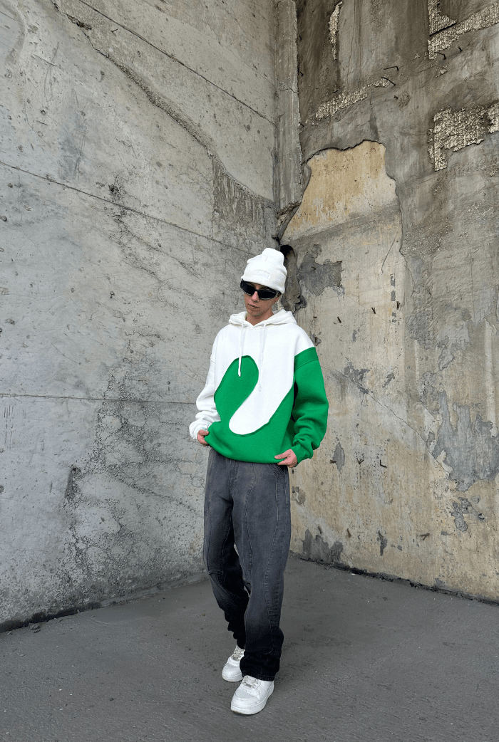 Parçalı Oversize Hoodie