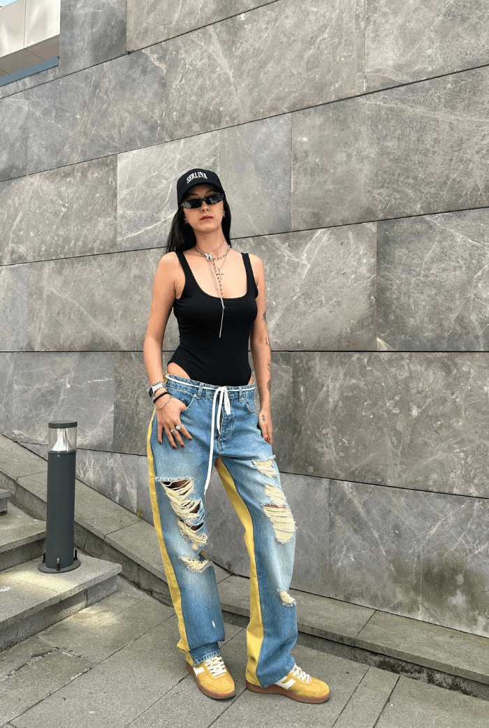 Yırtık Detaylı Loose Fit Pantolon