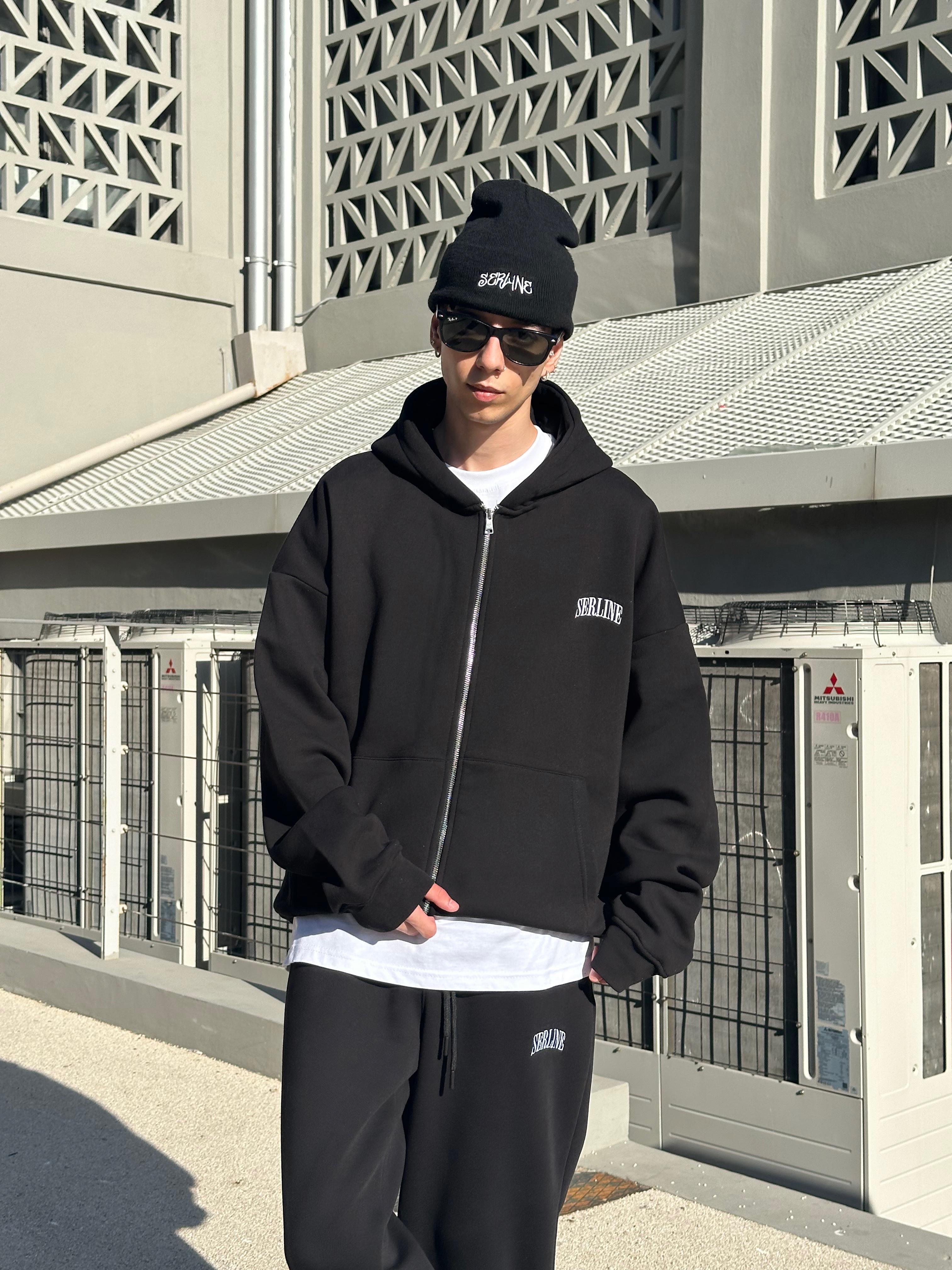 Serline Nakışlı Oversize Zip Hoodie