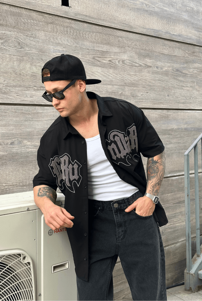 Fuerundar Nakışlı Peluş Detay Premium Oversize Gömlek