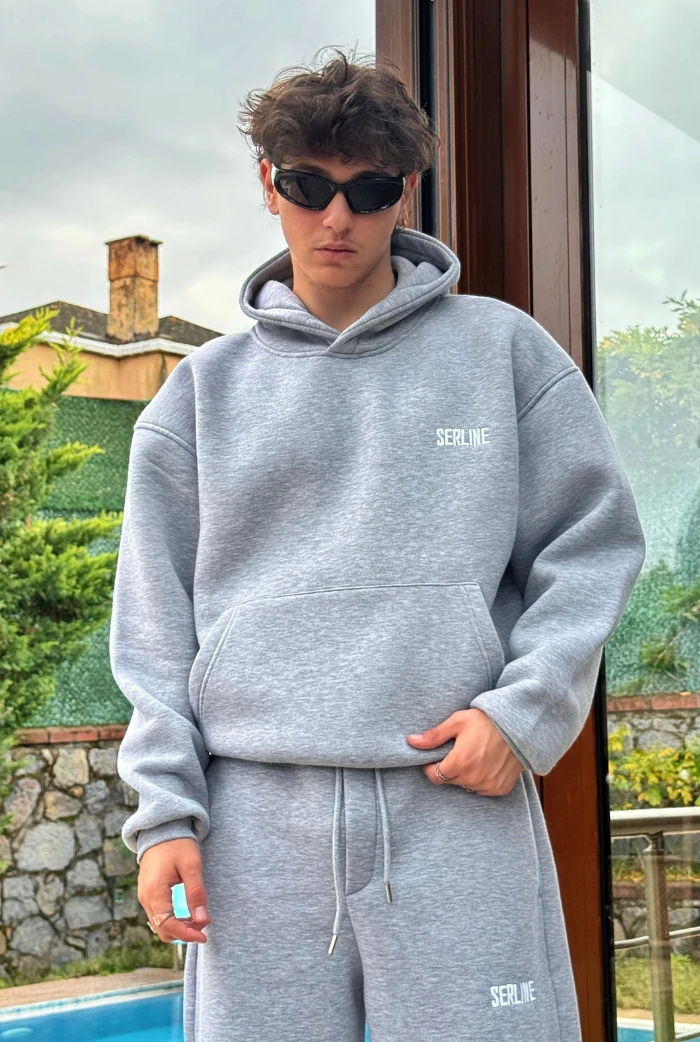 Serline Premium Oversize Hoodie - Gri