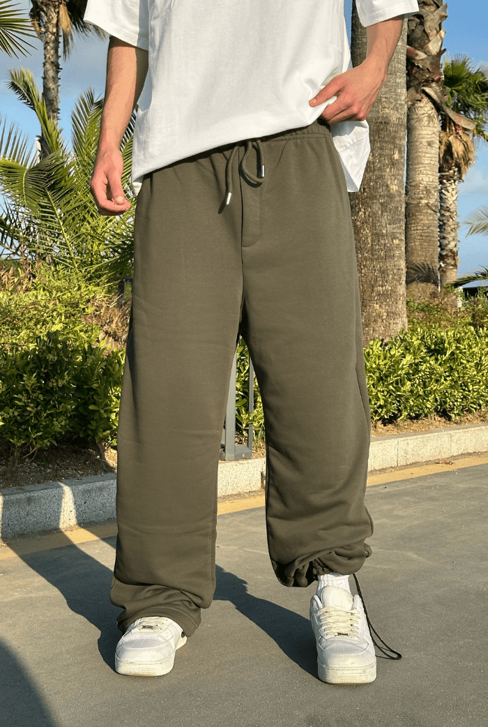 Yazlık-Basic Premium Ayarlanabilir Paça Baggy Eşofman - Haki