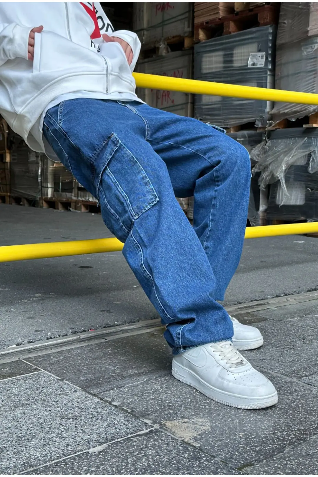 Mavi Baggy Kargo Pantolon