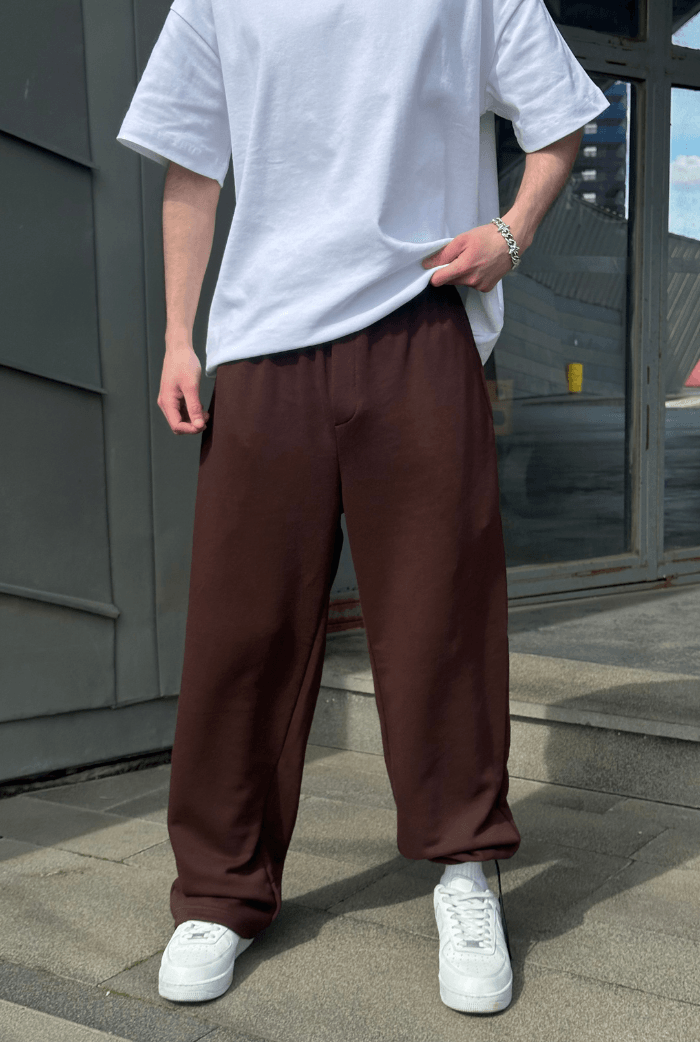 Basic Premium Ayarlanabilir Paça Baggy Eşofman - Kahverengi