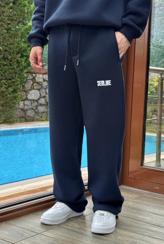 Kışlık-Serline Premium Ayarlanabilir Paça Baggy Eşofman  - Lacivert