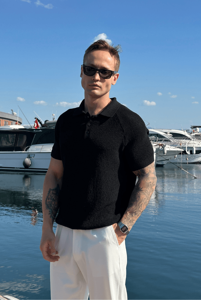 Basic Polo Yaka Triko Kumaş Tişört