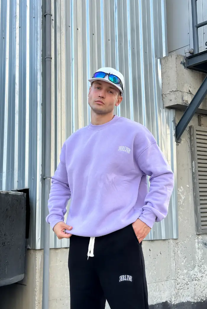 Serline Nakış Baskılı Bisiklet Yaka Oversize Sweatshirt