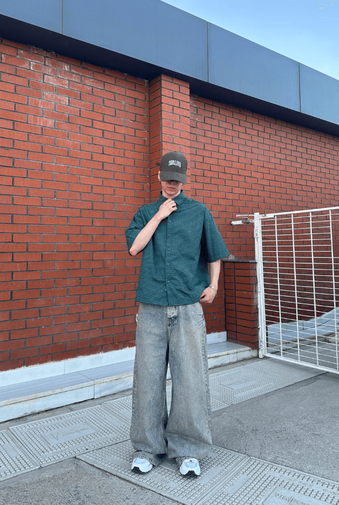 Ekose  Desenli Boxy Fit Premium Oversize Gömlek