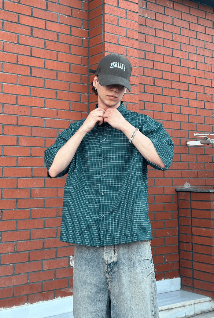 Ekose  Desenli Boxy Fit Premium Oversize Gömlek