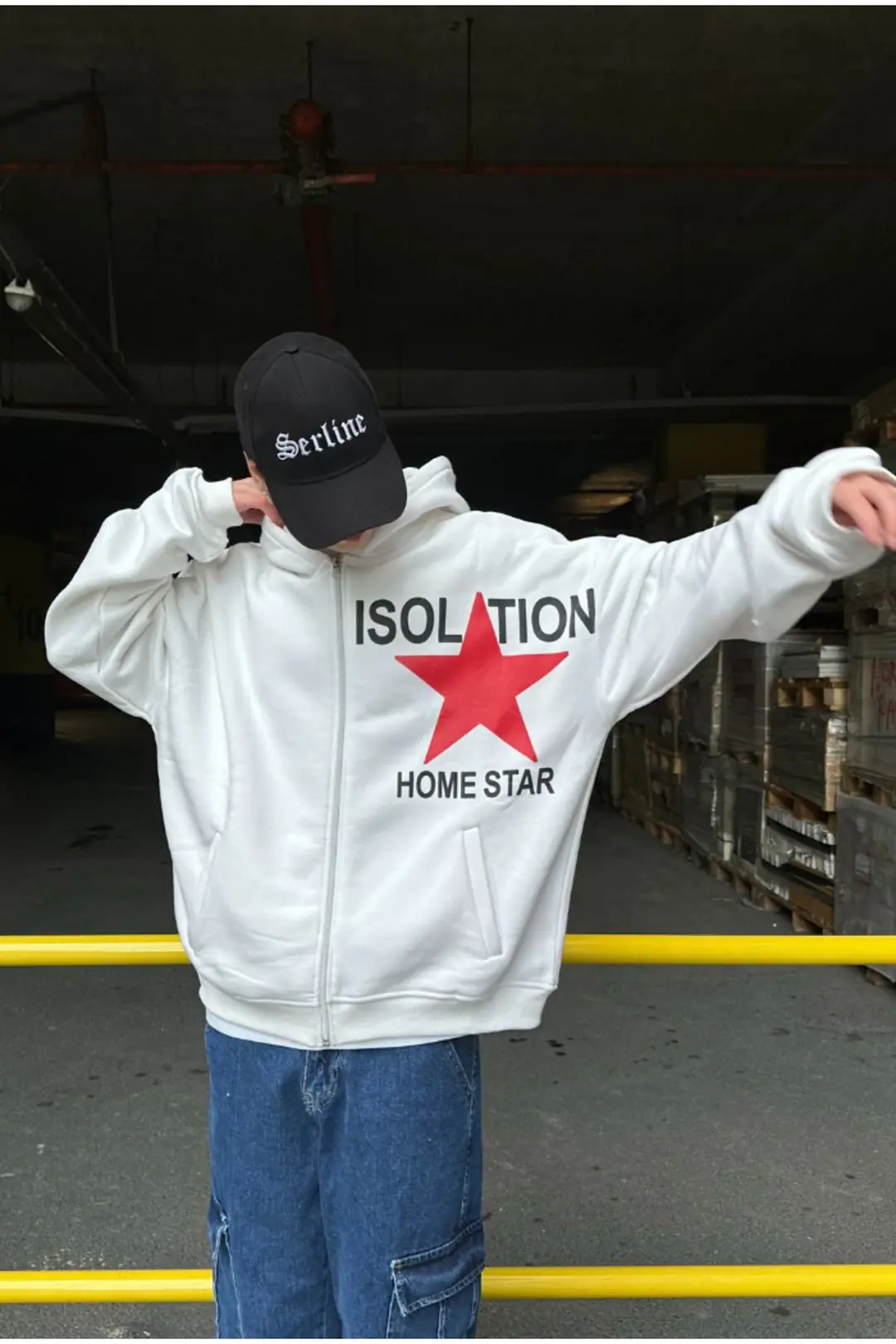 ISOLTION Beyaz Oversize Zip Hoodie
