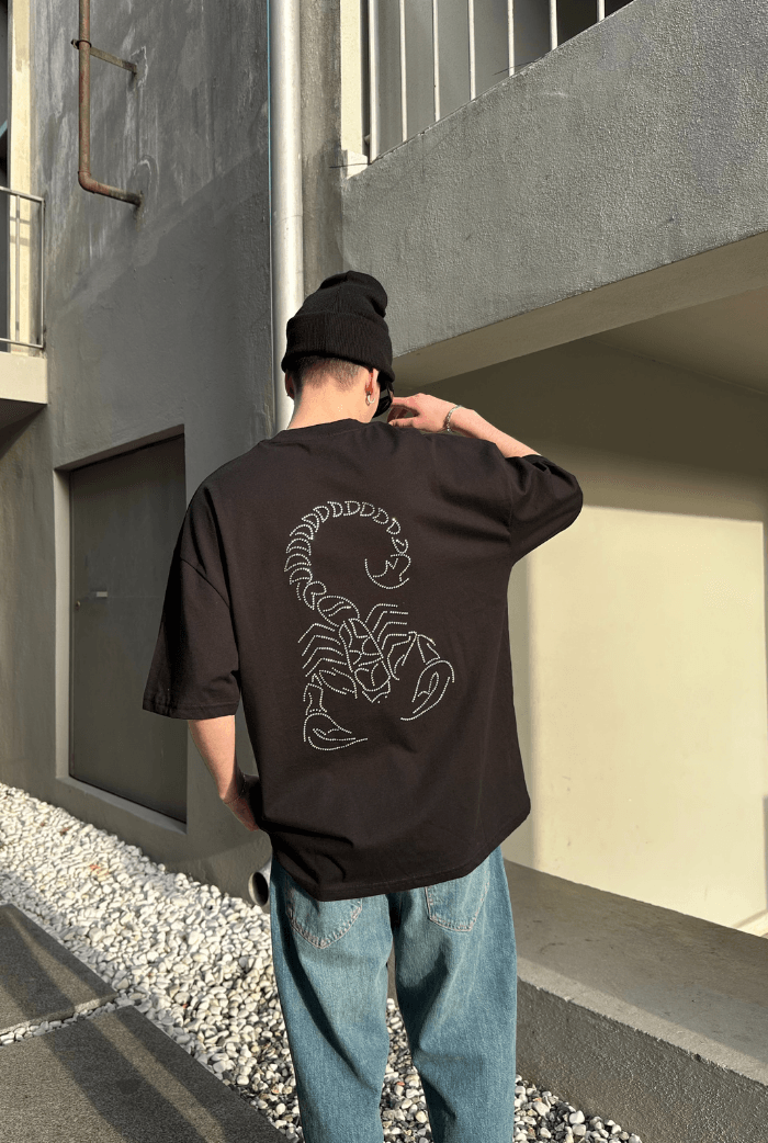 Poison Taş Baskılı Oversize T-shirt