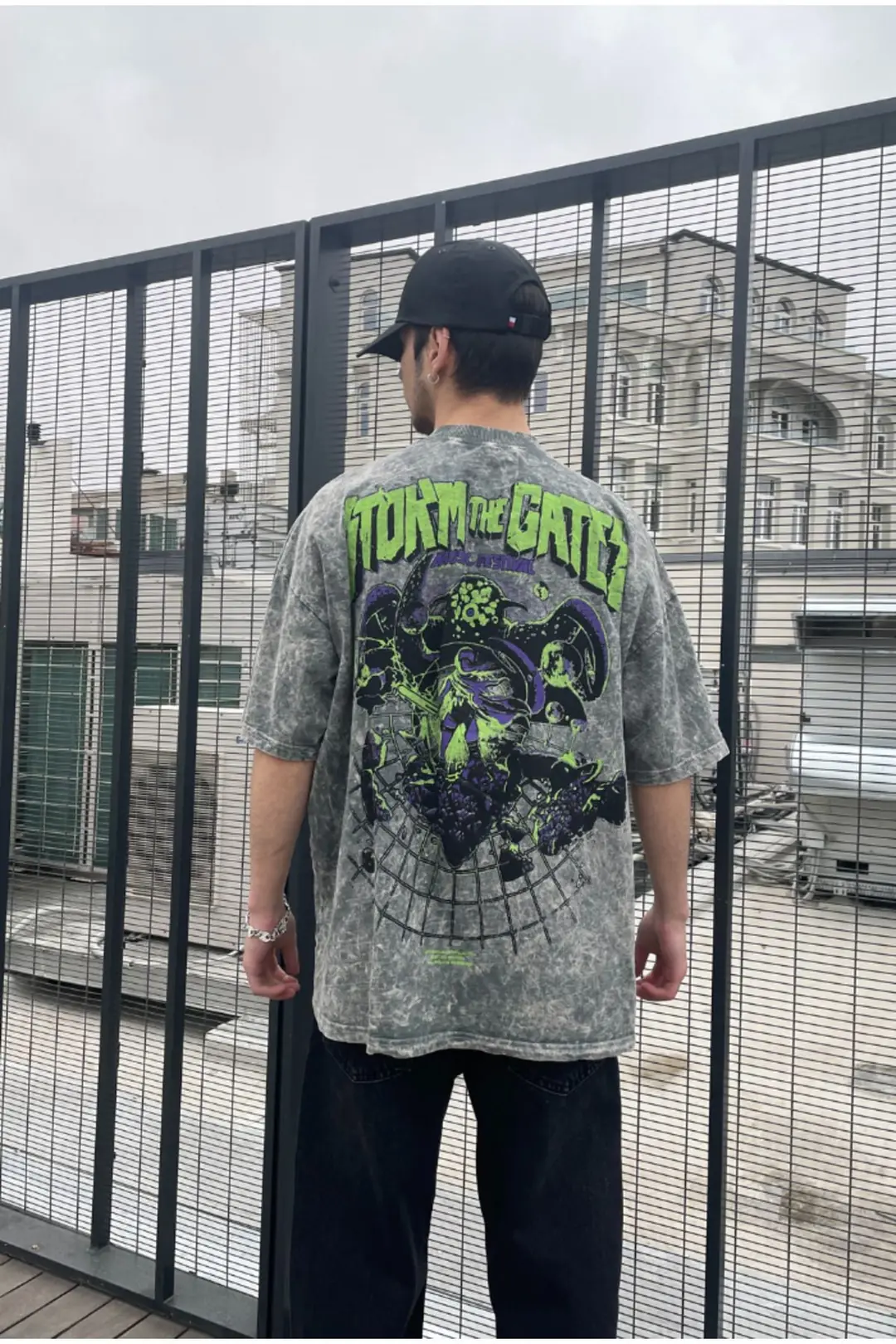 Storm The Gates Acid Wash Oversize T-shirt
