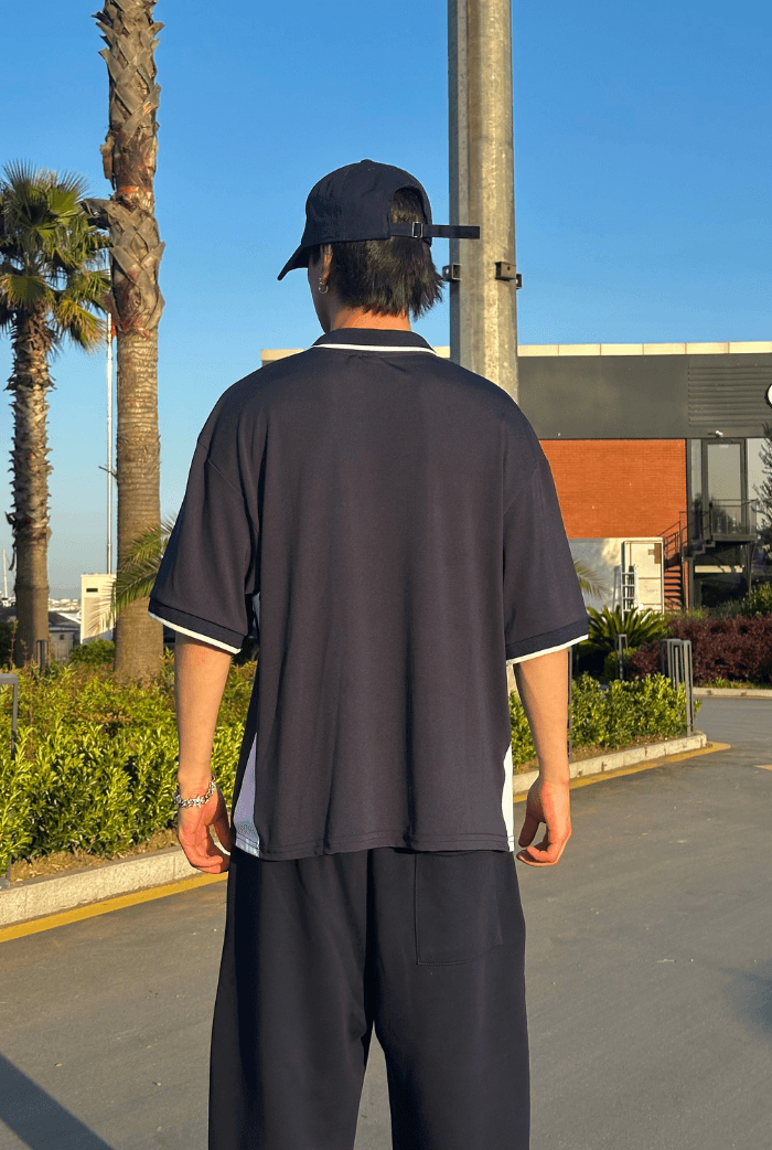 Detroit Baskılı Polo Yaka Premium Oversize Jersey