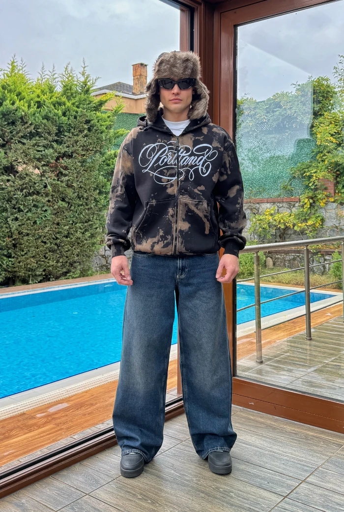 Premium Batik Baskılı Oversize Zip